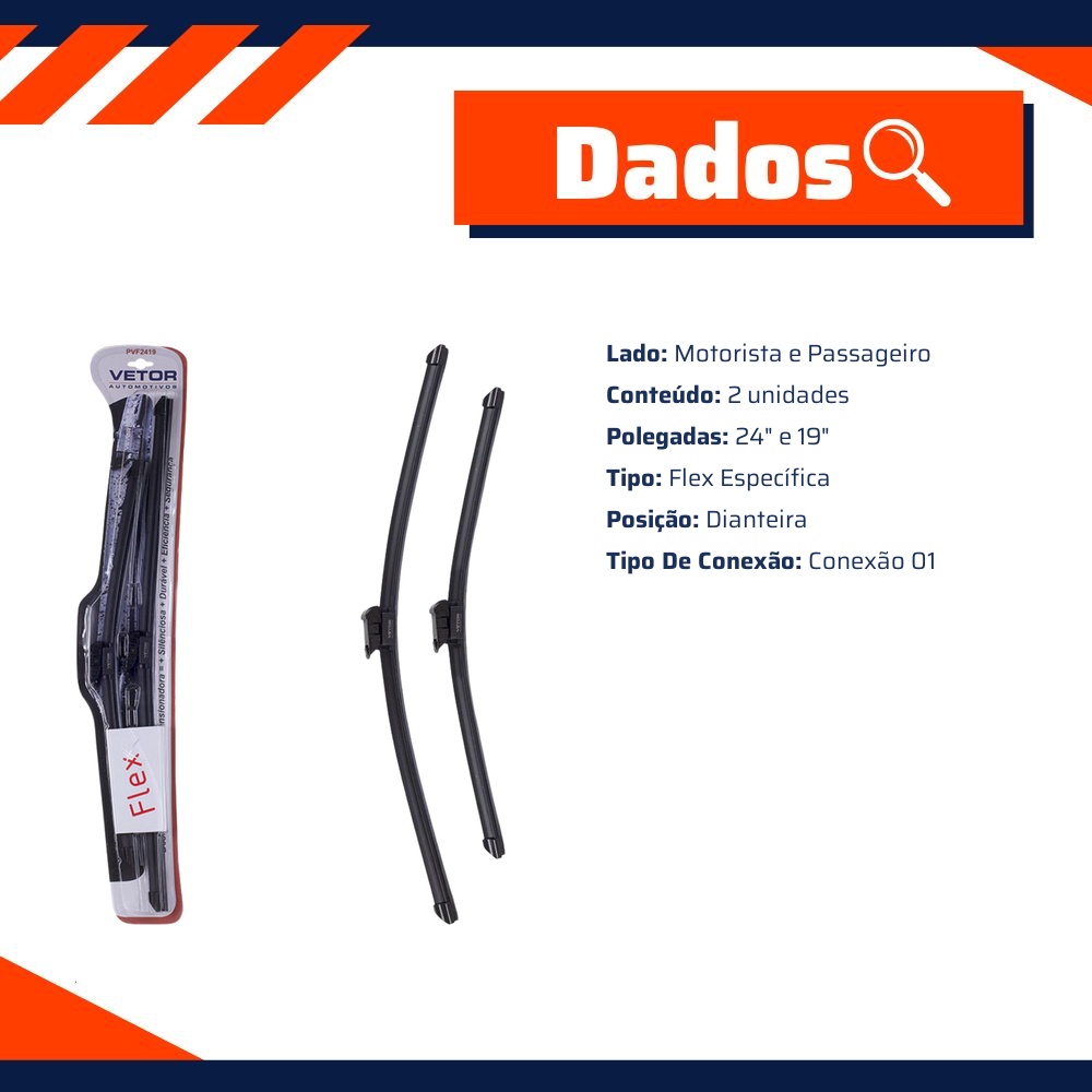 Par Palheta Flex Específica Dianteira 24" e 19" - Vetor - Pvf2419