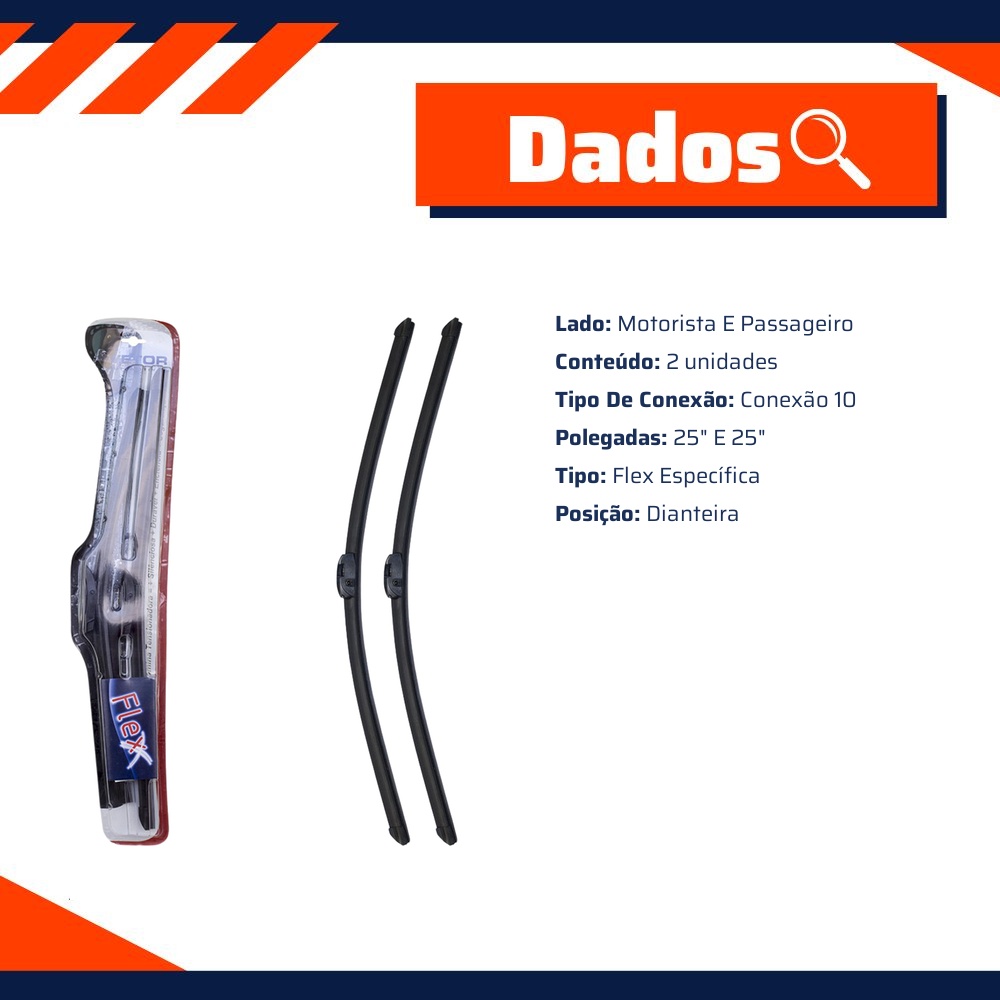 Par Palheta Flex Específica Dianteira 25" e 25" - Vetor - Pvf2525