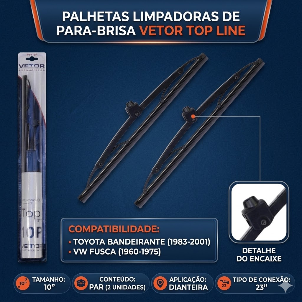 Par Palheta Top Line Dianteira 10" para Volkswagen Fusca - Vetor - Pvt10P