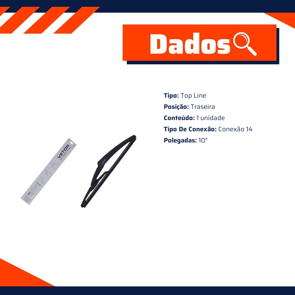 Palheta Top Line Traseira 10" - Vetor - Pvt10F