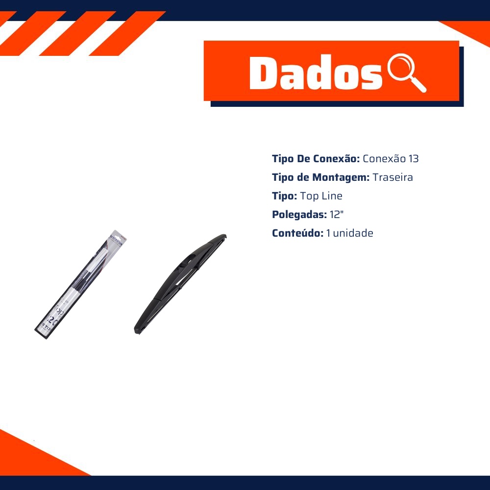 Palheta Top Line Traseira 12" - Vetor - Pvt12C