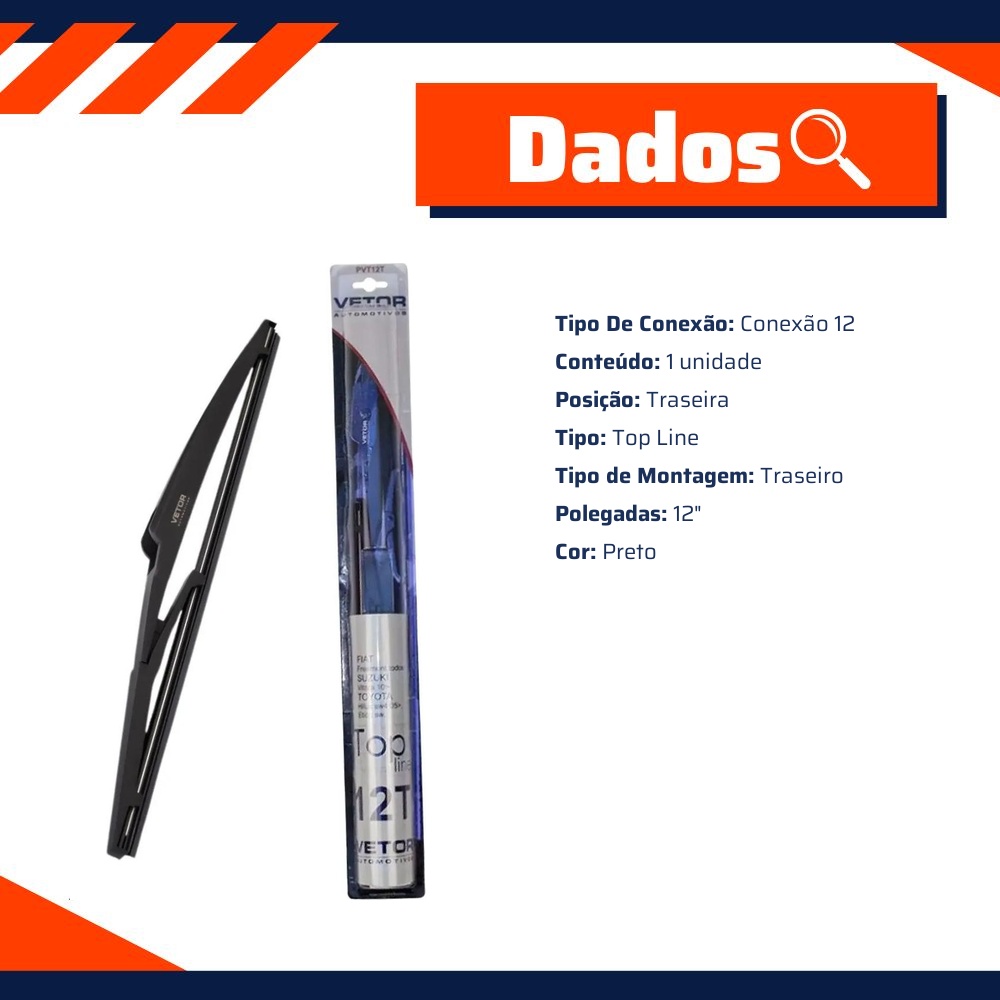 Palheta Top Line Traseira 12" - Vetor - Pvt12T