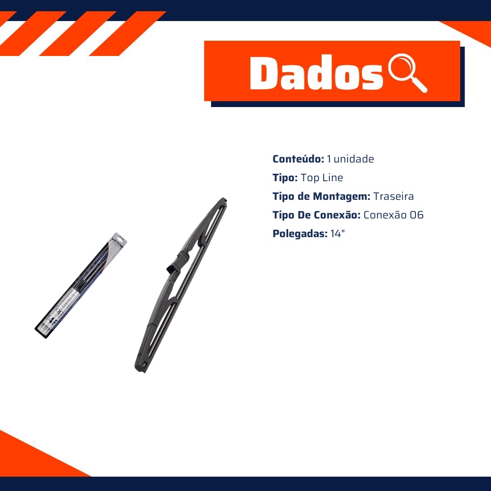 Palheta Top Line Traseira 14" - Vetor - Pvt14F
