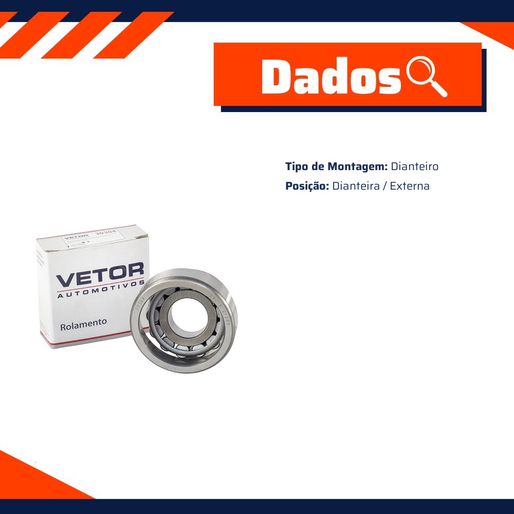Rolamento da Roda Dianteira Externo para Volkswagen Brasilia e Fusca - Vetor - 30304