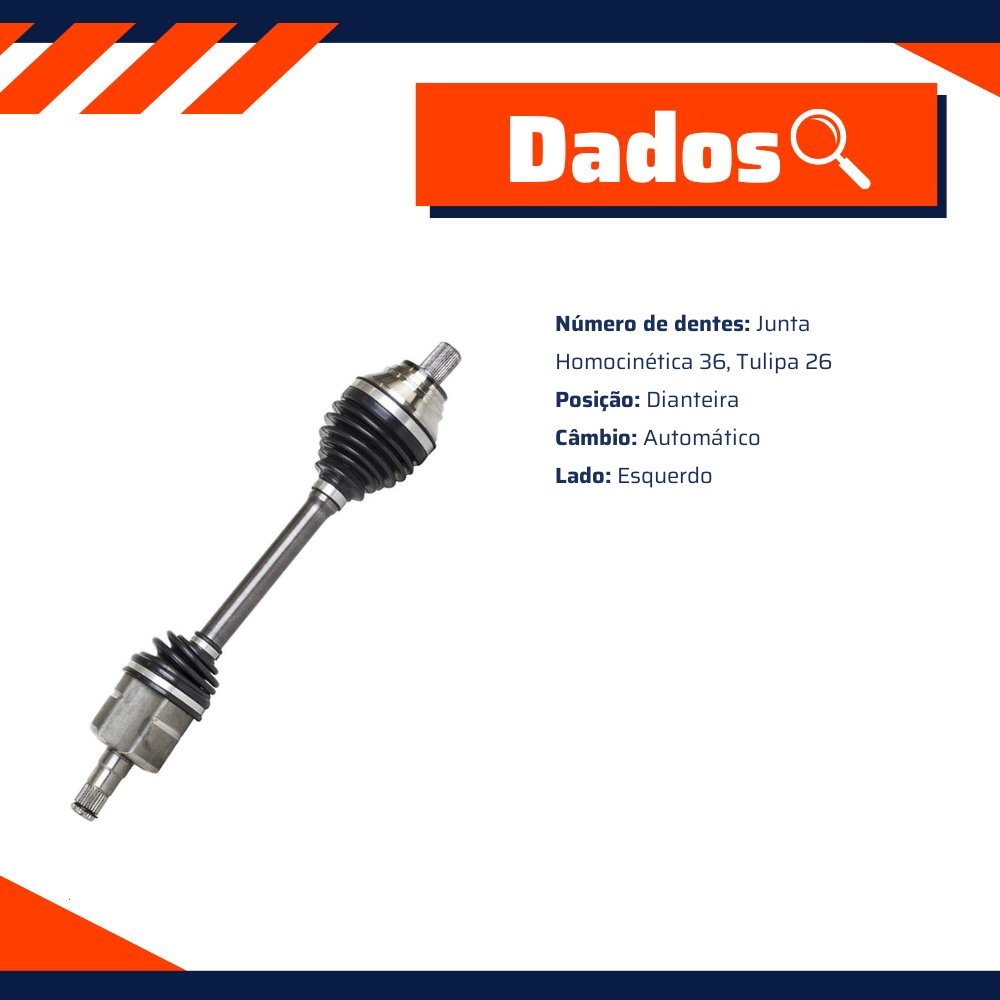 Semieixo Dianteiro Esquerdo - Vetor - Vt9678