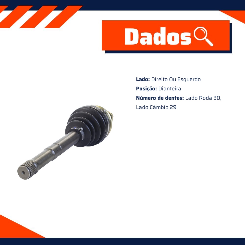 Semieixo Dianteiro Direito ou Esquerdo sem Tulipa para Toyota Hilux Sw4 - Vetor - Vt9562