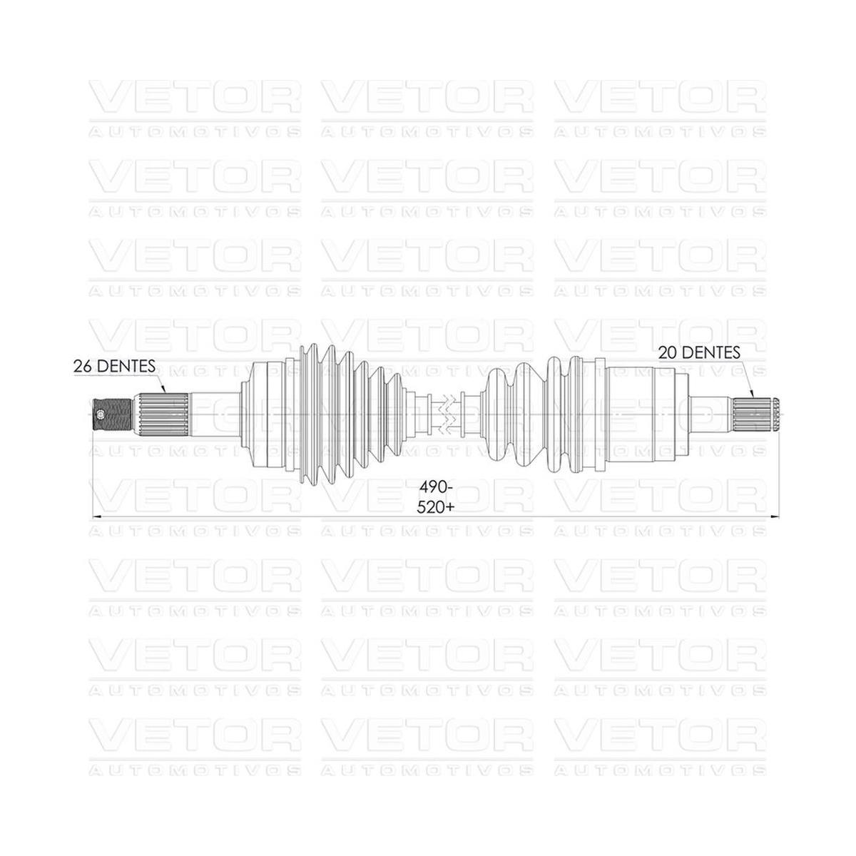 Semieixo Dianteiro Direito - Vetor - Vt9752