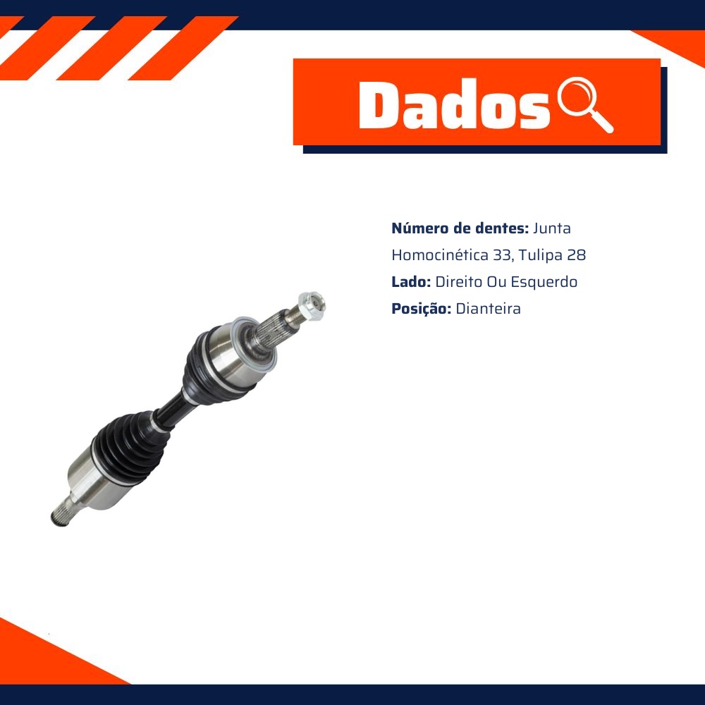 Semieixo Direito ou Esquerdo para Chevrolet S10 - Vetor - Vt9756