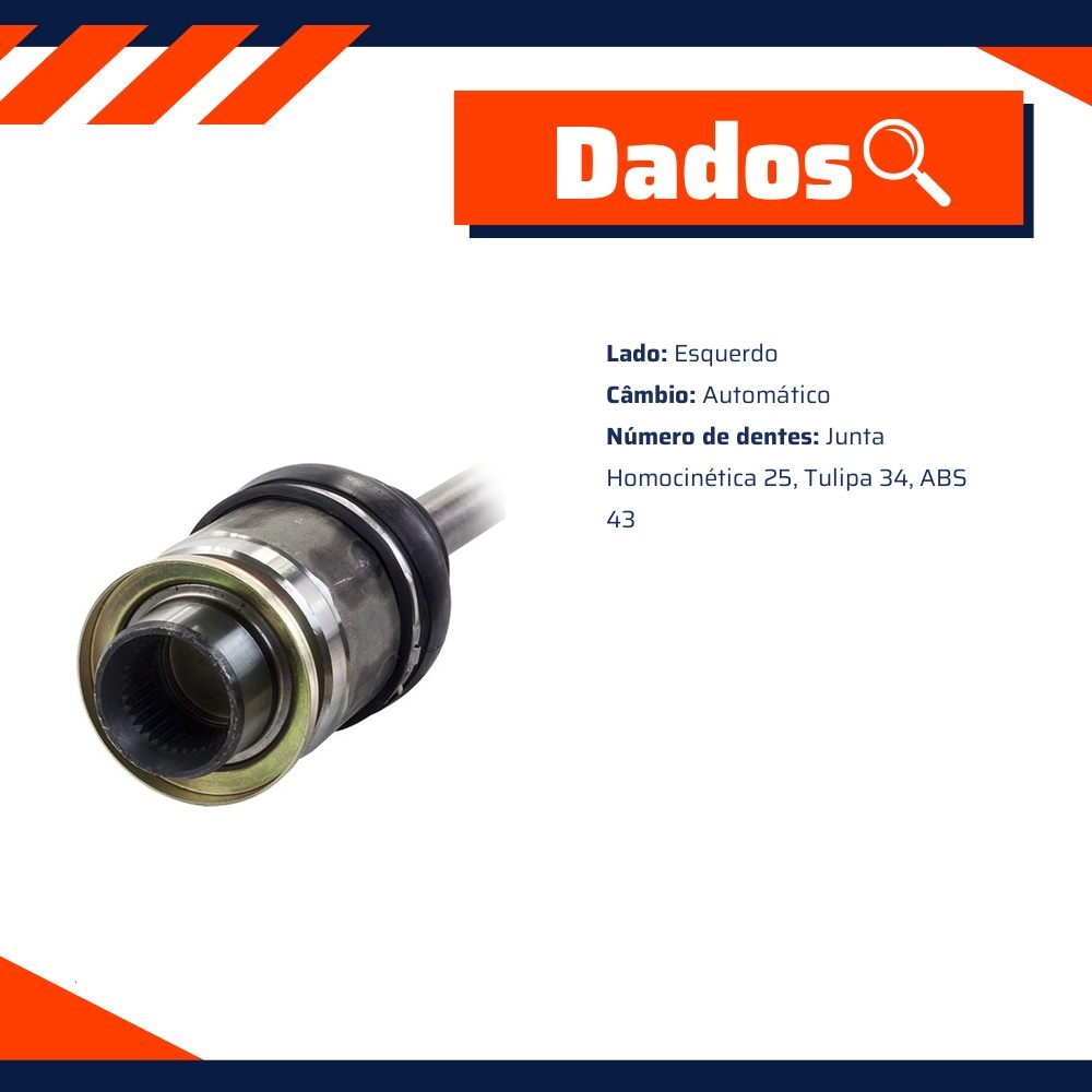 Semieixo Esquerdo Câmbio Automático para Mitsubishi Pajero TR4 - Vetor - Vt9540
