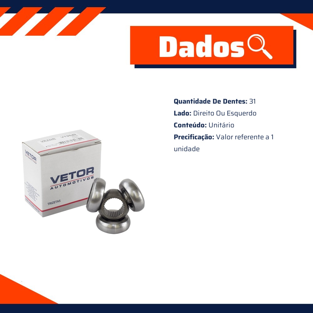 Trizeta Direita ou Esquerda para Chevrolet Sonic - Vetor - Vt9040