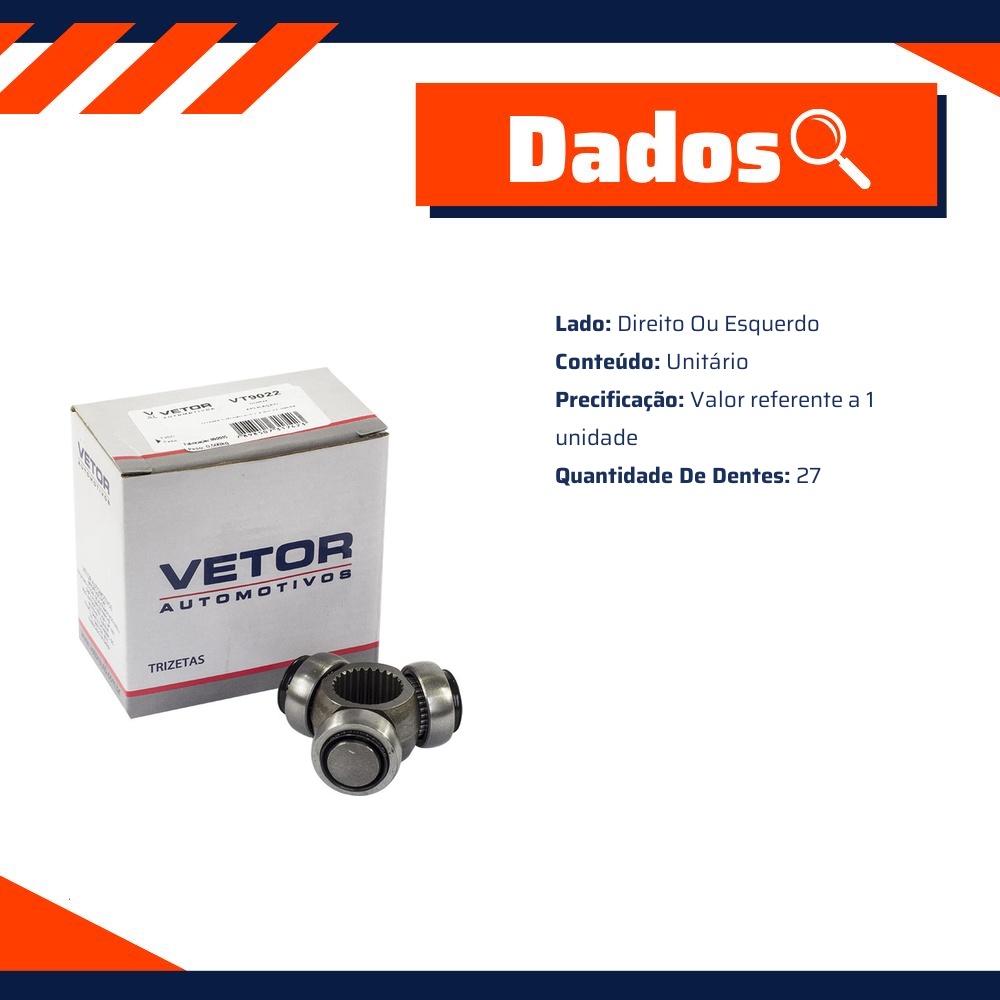 Trizeta Direita ou Esquerda 27 Dentes para Peugeot 106 - Vetor - Vt9022