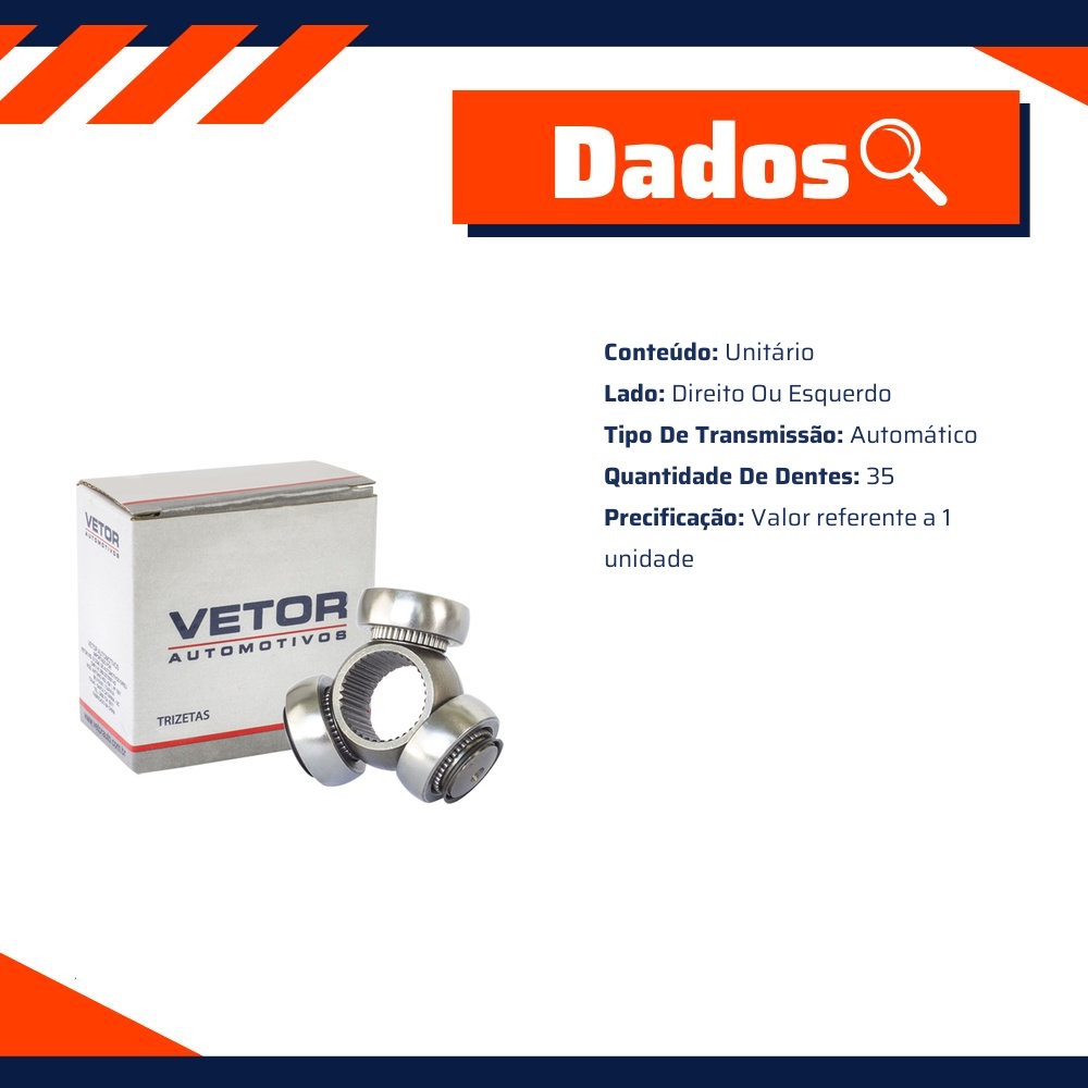 Trizeta Direita ou Esquerda Câmbio Automático para Hyundai Santa Fé - Vetor - Vt9085