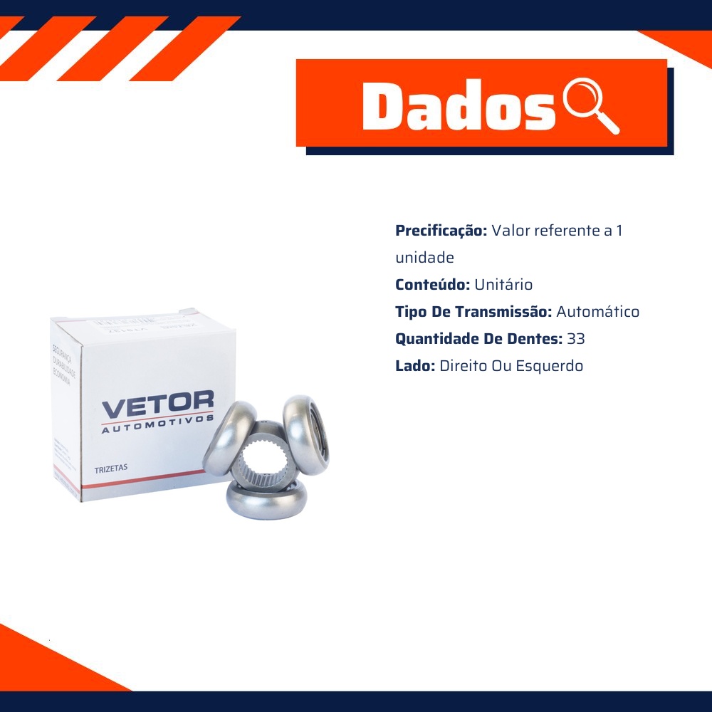 Trizeta Direita ou Esquerda Câmbio Automático para Volkswagen Polo e Virtus - Vetor - Vt9137