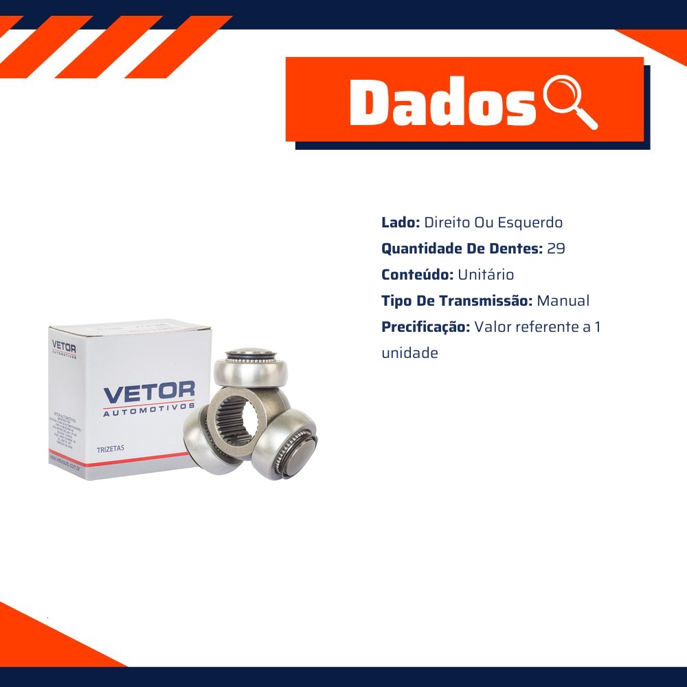 Trizeta Direita ou Esquerda Câmbio Manual para Toyota Corolla e Land Cruiser - Vetor - Vt9103