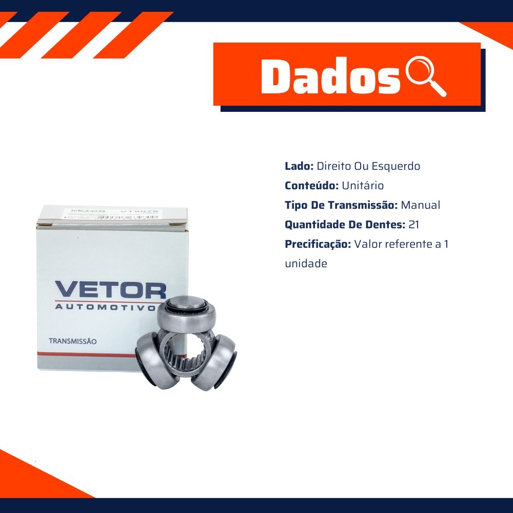 Trizeta Direita ou Esquerda Câmbio Manual para Honda Civic e Volkswagen Up! - Vetor - Vt9076