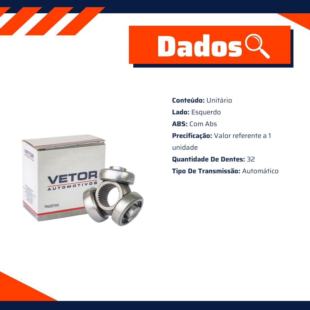 Trizeta Esquerda Câmbio Automático com ABS para Toyota Corolla - Vetor - Vt9091