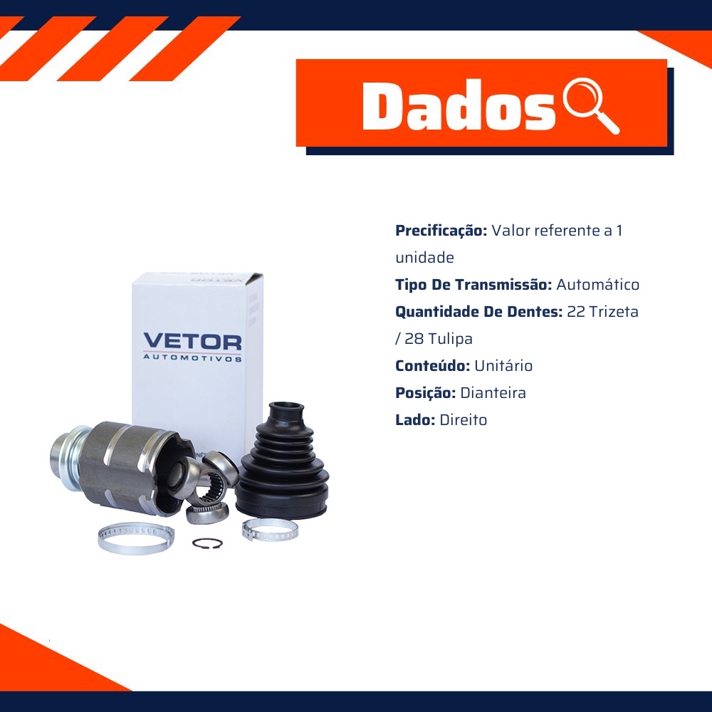 Tulipa Dianteira Direita Câmbio Automático para Suzuki Vitara - Vetor - Vt5720