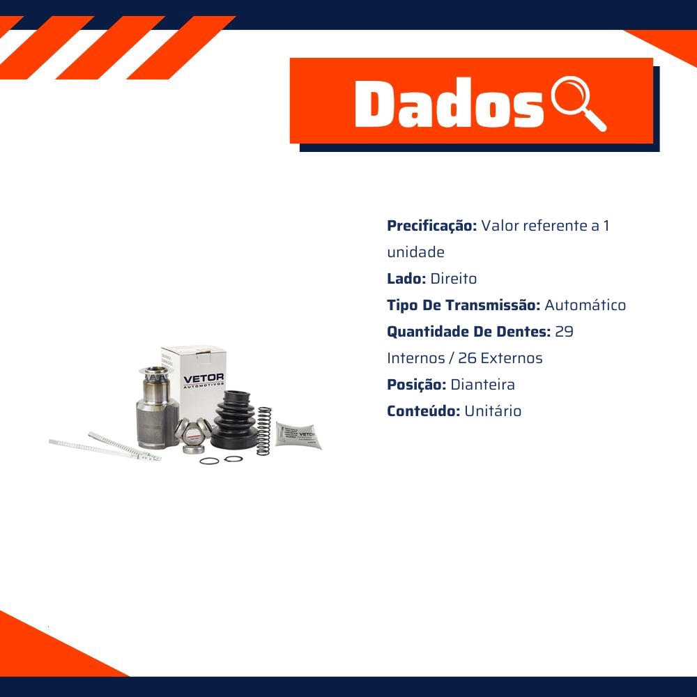 Tulipa Direita Câmbio Automático para Citroen C3 e Peugeot 208 - Vetor - Vt5548