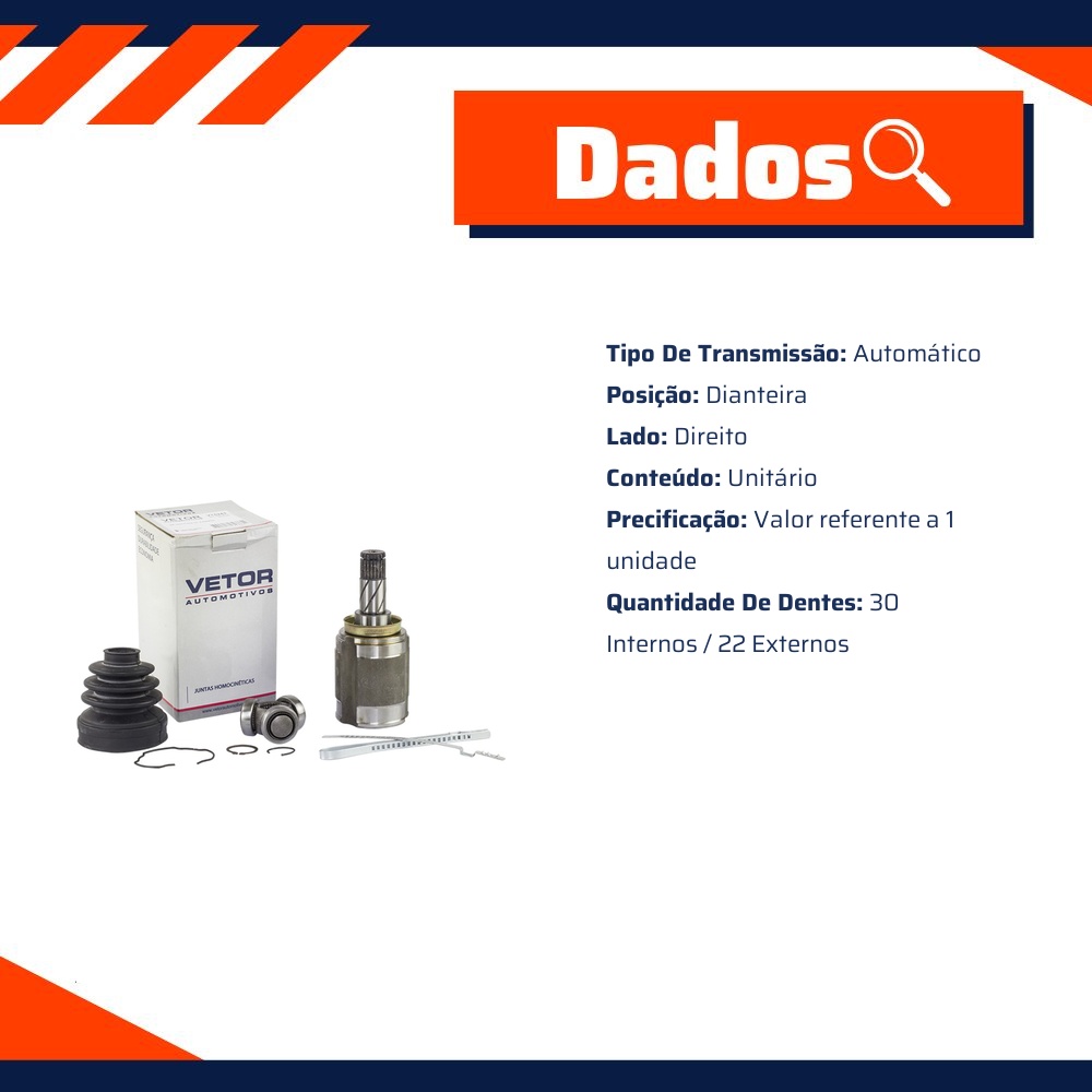 Tulipa Dianteira Direita Câmbio Automático - Vetor - Vt5243