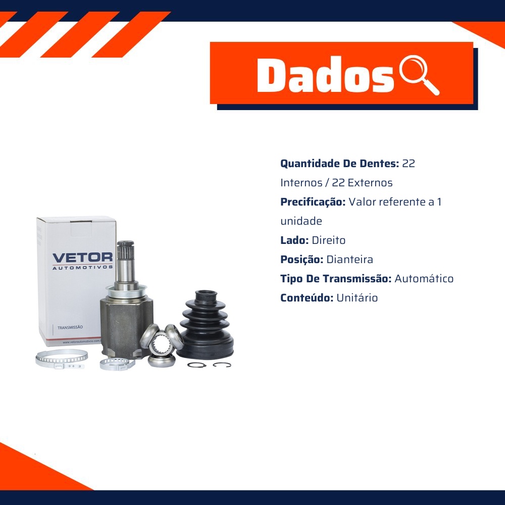Tulipa Direita Câmbio Automático para Chevrolet Onix e Tracker - Vetor - Vt5827