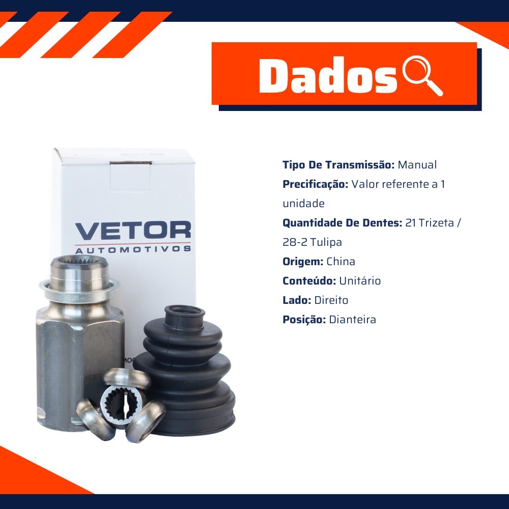 Tulipa Direita Câmbio Manual para JAC J3 - Vetor - Vt5750