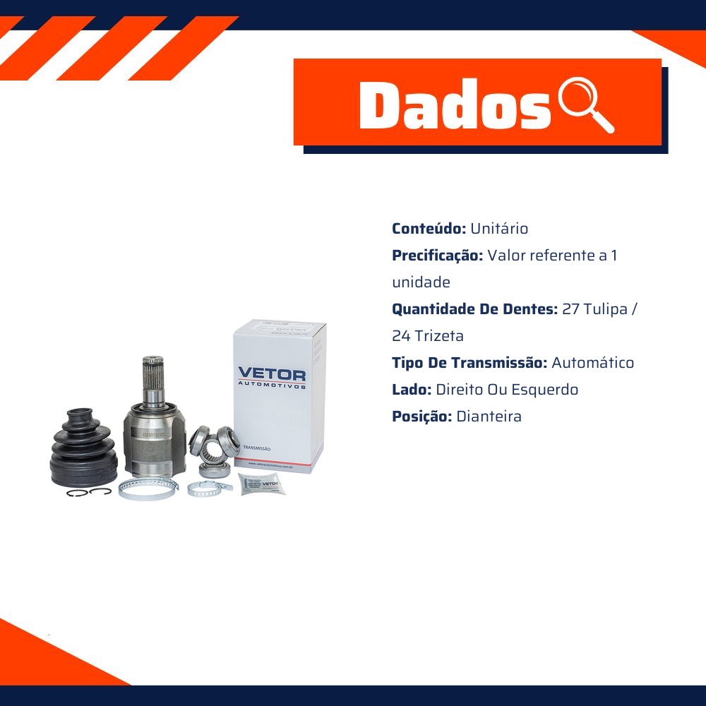Tulipa Direita ou Esquerda Câmbio Automático para Hyundai IX35 e KIA Sportage - Vetor - Vt5647