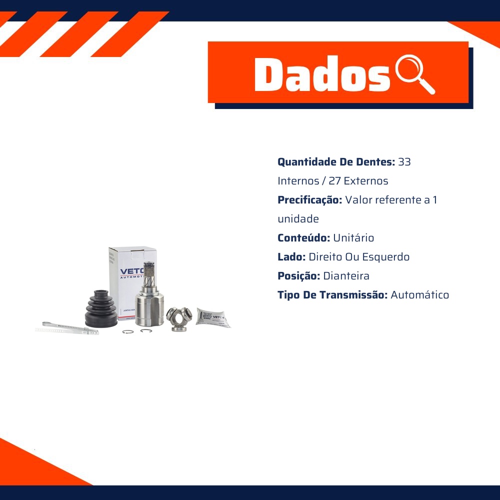 Tulipa Direita ou Esquerda Câmbio Automático para Mitsubishi Lancer - Vetor - Vt5357