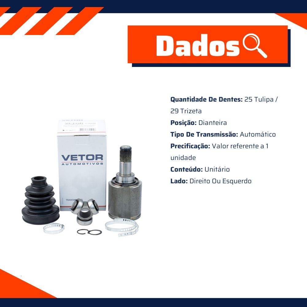 Tulipa Direita ou Esquerda Câmbio Automático para Chery Tiggo 3X - Vetor - Vt5896