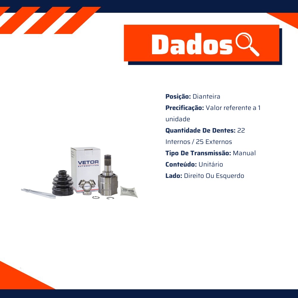 Tulipa Direita ou Esquerda Câmbio Manual para Hyundai HB20 - Vetor - Vt5466
