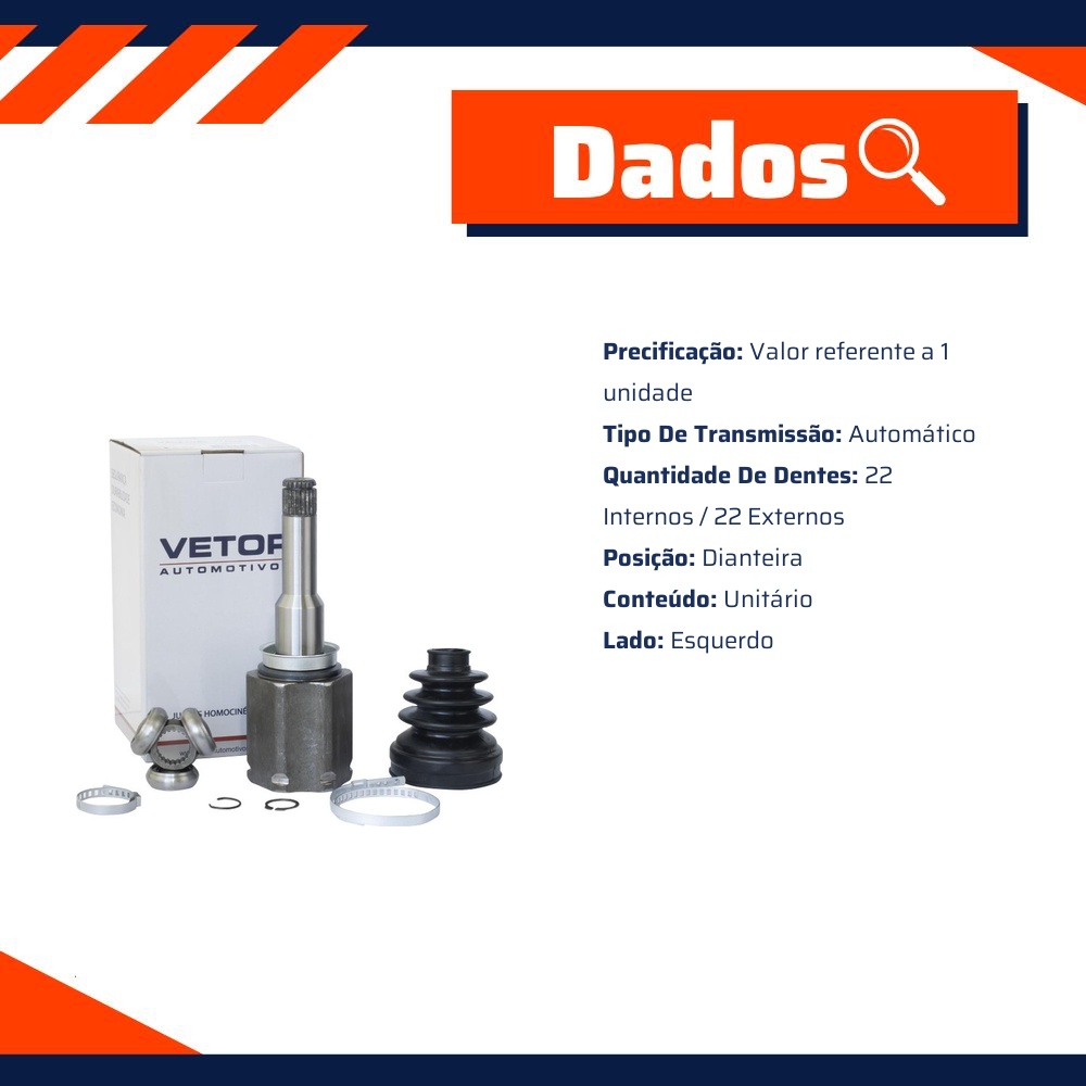 Tulipa Esquerda Câmbio Automático para Chevrolet Onix e Tracker - Vetor - Vt5826