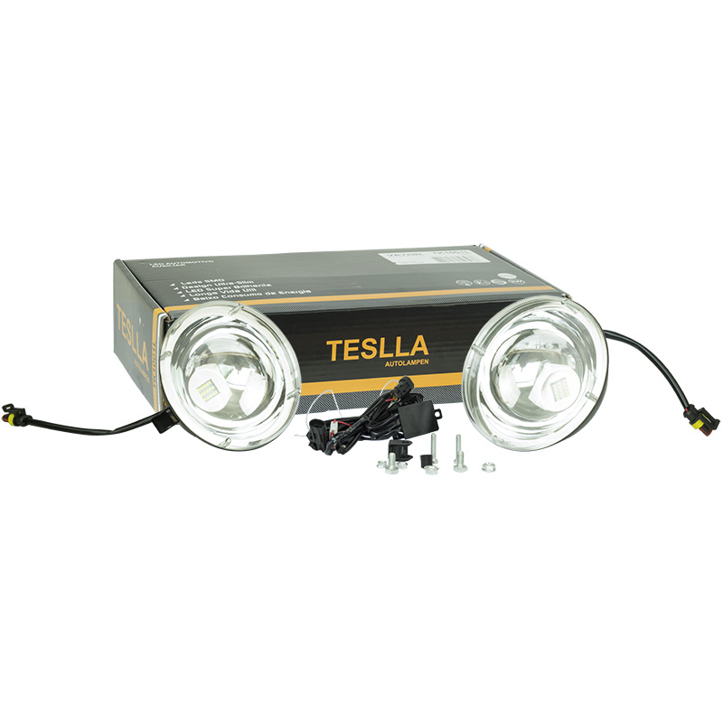 Kit Farol Auxiliar Redondo 15 LEDs 12V/24V - Teslla - Tk1001L