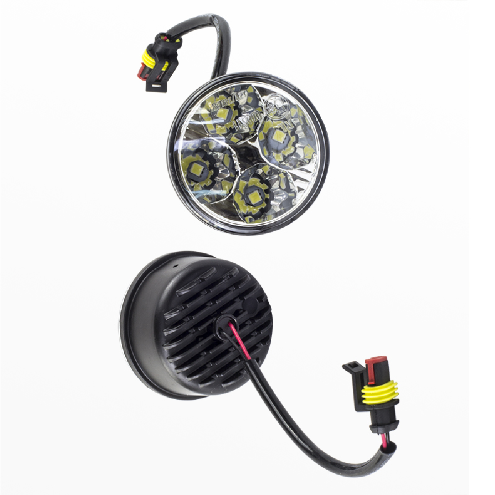 Kit Farol Auxiliar Redondo 4 LEDs 12V/24V - Teslla - Tk1001J