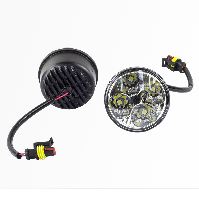 Kit Farol Auxiliar Redondo 4 LEDs 12V/24V - Teslla - Tk1001J
