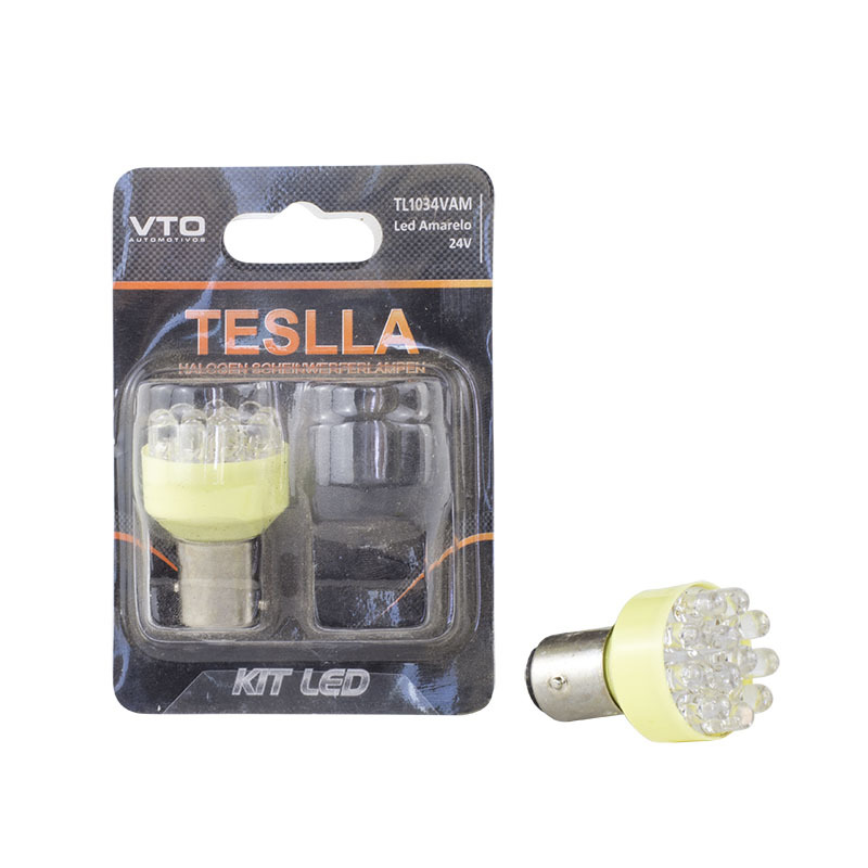 Par Lâmpada LED Amarela Bay15D - Teslla - Tl1034Vam