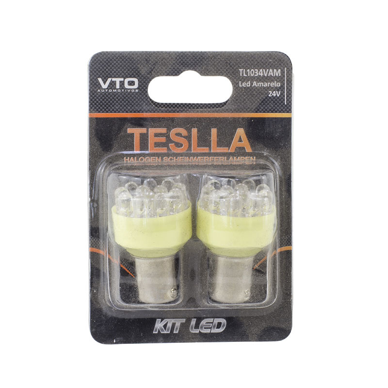 Par Lâmpada LED Amarela Bay15D - Teslla - Tl1034Vam