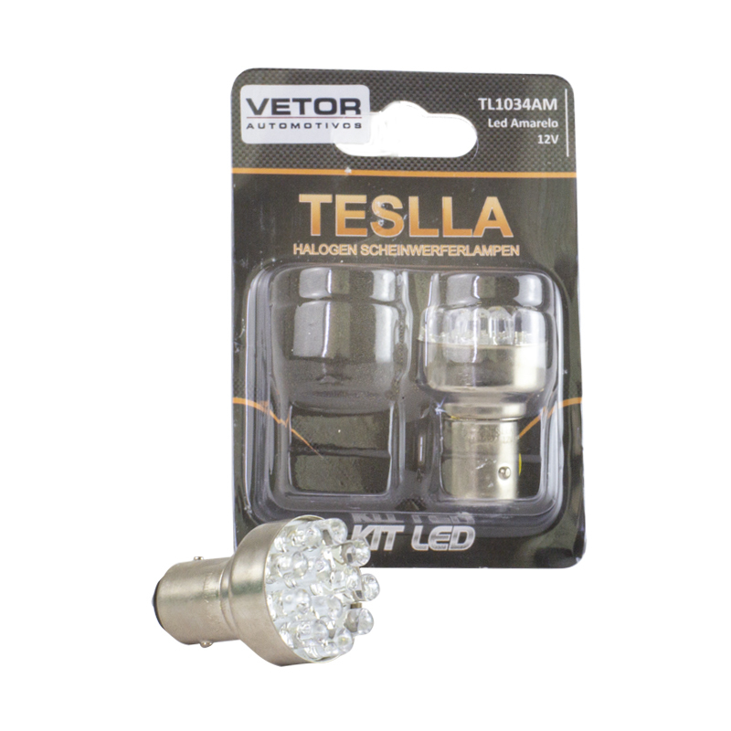 Par Lâmpada LED Amarela Bay15D - Teslla - Tl1034Am