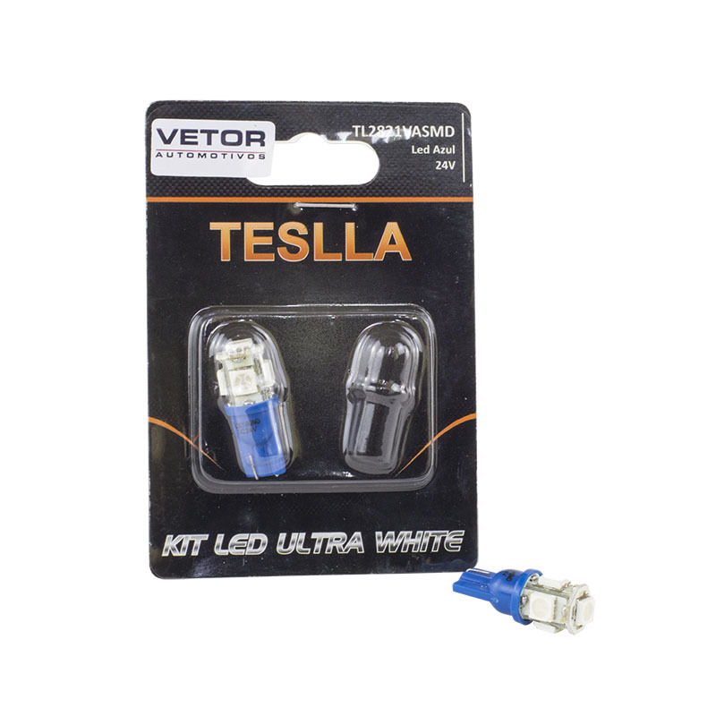 Par Lâmpada Super LED Ultra Azul 24V - Teslla - Tl2821Vasmd