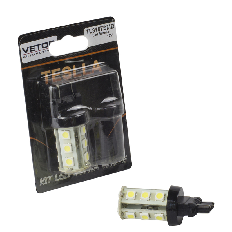 Par Lâmpada Super LED Ultra Branca 12V - Teslla - Tl3157Smd