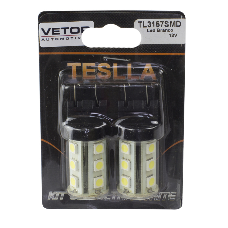 Par Lâmpada Super LED Ultra Branca 12V - Teslla - Tl3157Smd