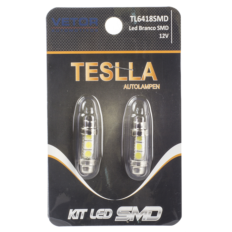 Par Lâmpada Super LED Ultra Branca 12V - Teslla - Tl6418Smd