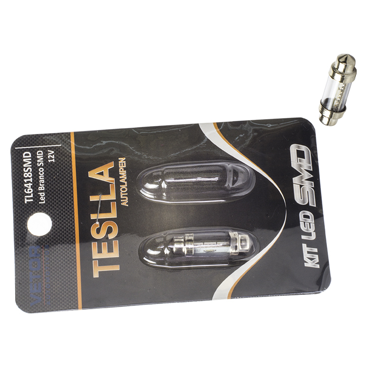 Par Lâmpada Super LED Ultra Branca 12V - Teslla - Tl6418Smd
