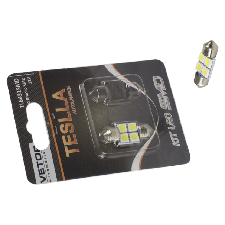 Par Lâmpada Super LED Ultra Branca 12V - Teslla - Tl6431Smd