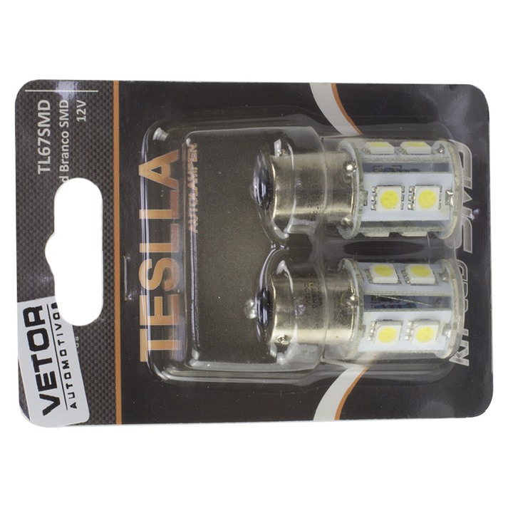 Par Lâmpada Super LED Ultra Branca 12V - Teslla - Tl67Smd