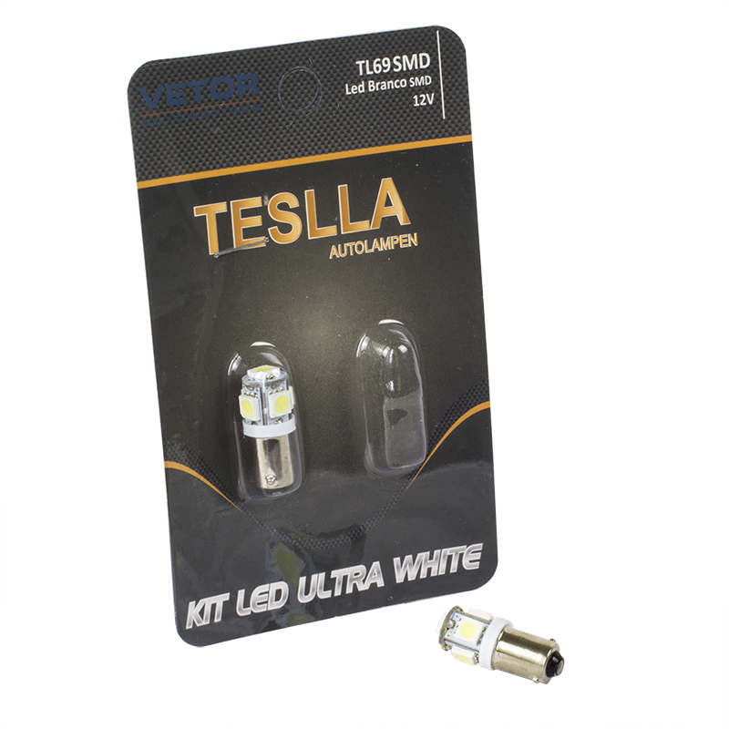 Par Lâmpada Super LED Ultra Branca 12V - Teslla - Tl69Smd