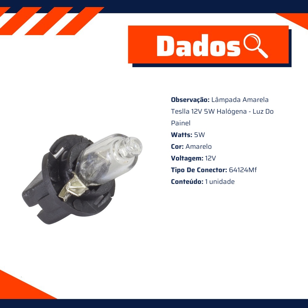 10 Lâmpadas Amarela 12V 5W - Teslla - T64124Mf