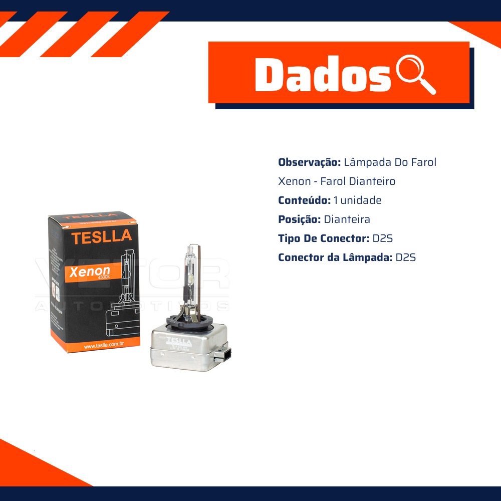 Lâmpada Xenon Farol Dianteiro - Teslla - Td3R