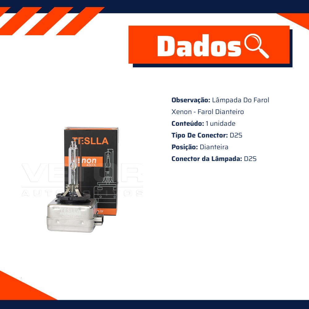 Lâmpada Xenon Farol Dianteiro - Teslla - Td3S
