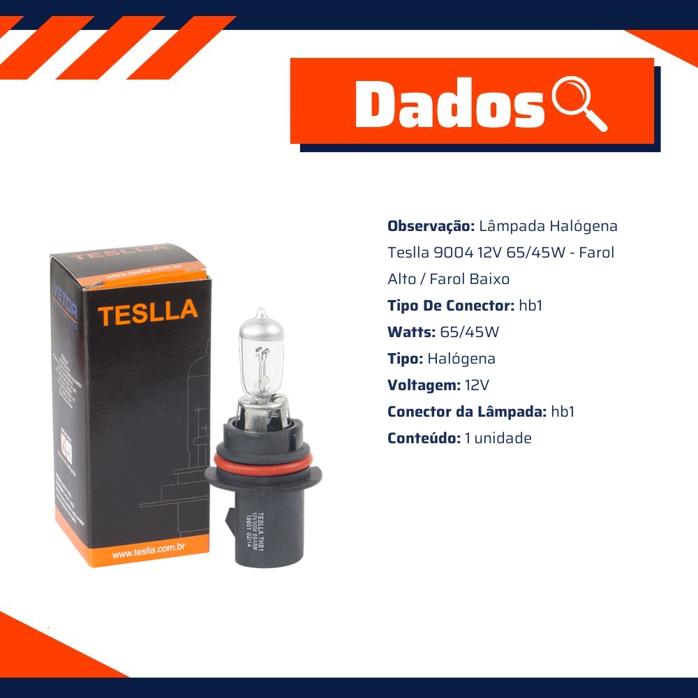 Lâmpada Halógena 12V 65/45W - Teslla - Thb1