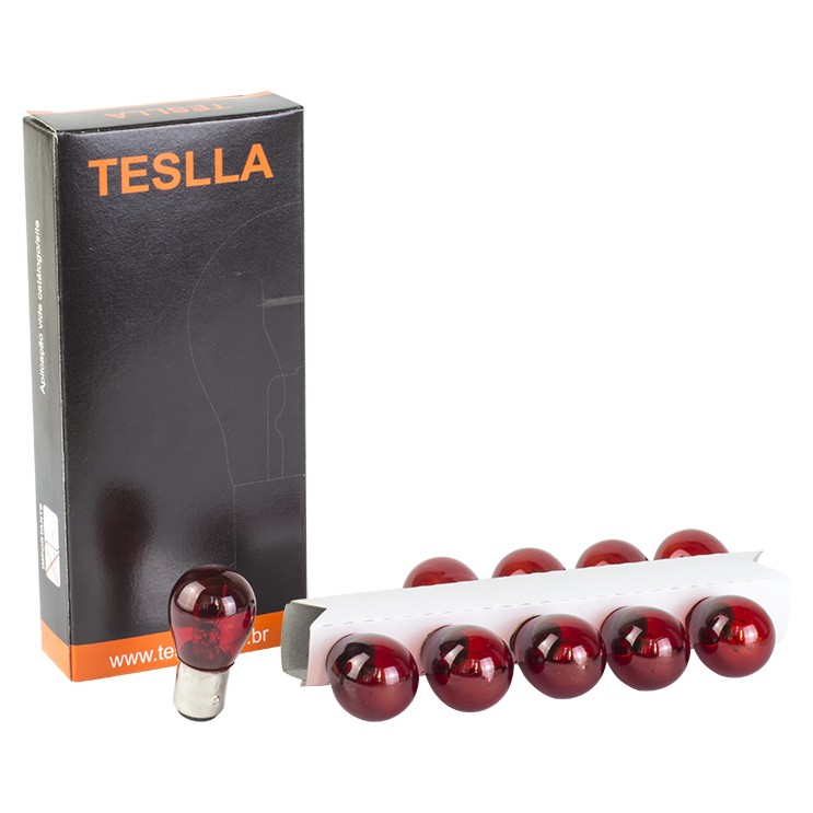 10 Lâmpadas Vermelha 24V 21/5W - Teslla - T1034Vvm