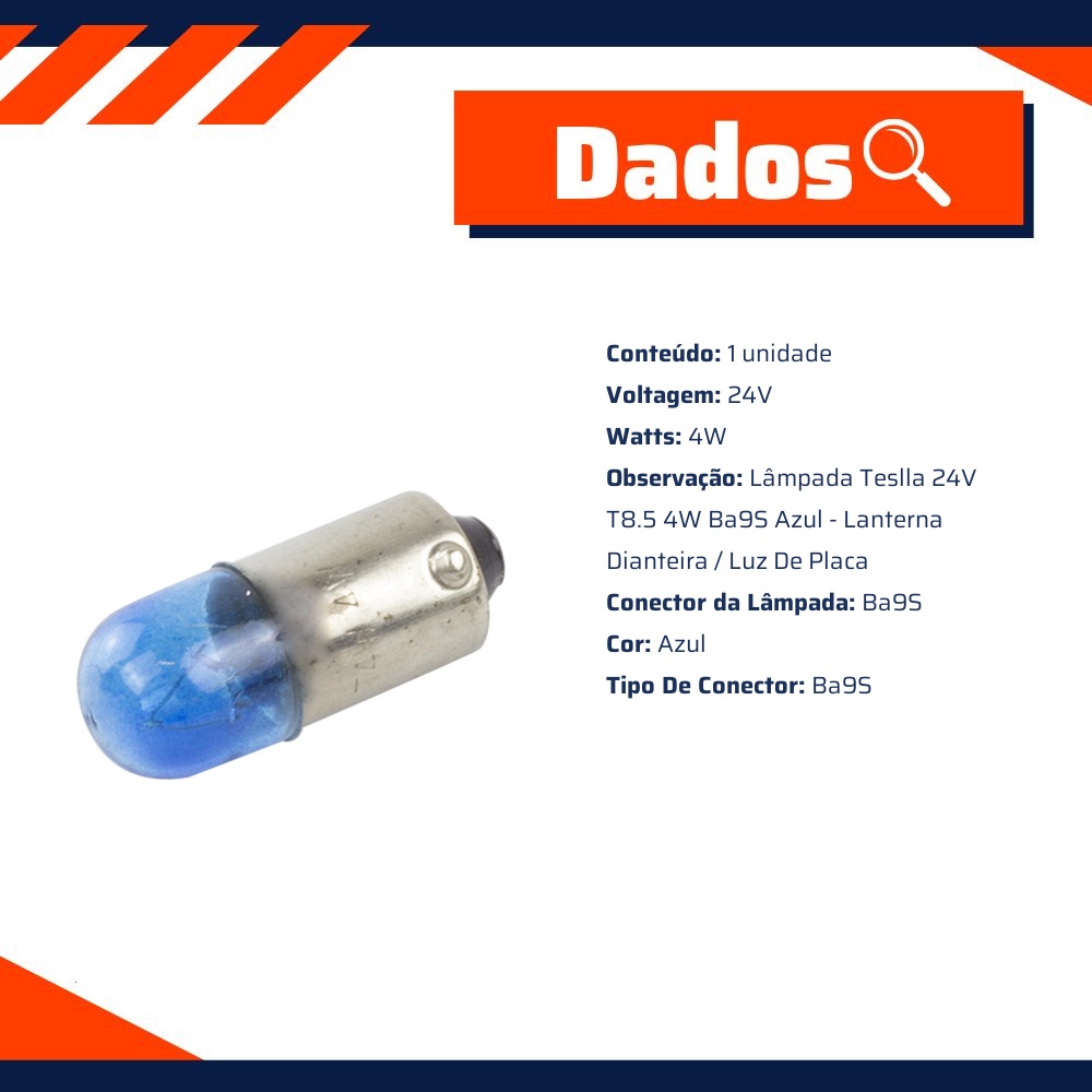 10 Lâmpadas Azul 24V 4W - Teslla - T69Vaz